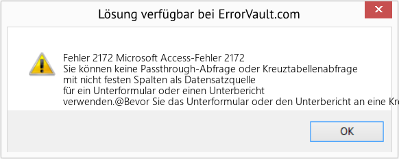 Fix Microsoft Access-Fehler 2172 (Error Fehler 2172)