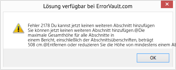 Download Error <?php echo $number; ?> (Du kannst jetzt keinen weiteren Abschnitt hinzufügen) Repair Tool Fix Du kannst jetzt keinen weiteren Abschnitt hinzufügen (Error Fehler 2178)