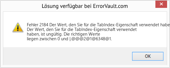 Download Error <?php echo $number; ?> (Der Wert, den Sie für die TabIndex-Eigenschaft verwendet haben, ist ungültig) Repair Tool Fix Der Wert, den Sie für die TabIndex-Eigenschaft verwendet haben, ist ungültig (Error Fehler 2184)
