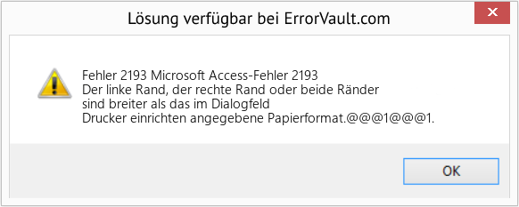 Fix Microsoft Access-Fehler 2193 (Error Fehler 2193)