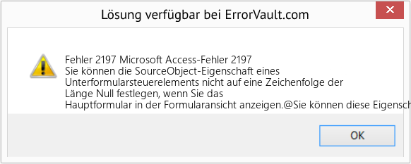 Fix Microsoft Access-Fehler 2197 (Error Fehler 2197)