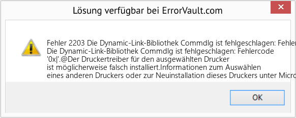 Fix Die Dynamic-Link-Bibliothek Commdlg ist fehlgeschlagen: Fehlercode '0x|' (Error Fehler 2203)
