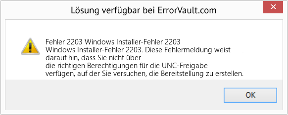 Fix Windows Installer-Fehler 2203 (Error Fehler 2203)