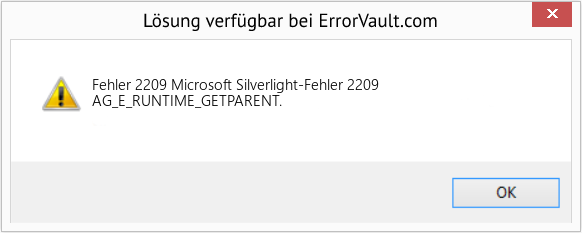 Fix Microsoft Silverlight-Fehler 2209 (Error Fehler 2209)
