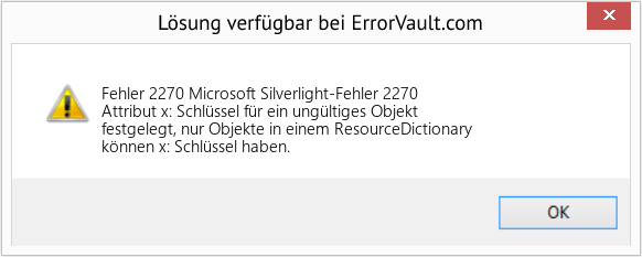 Fix Microsoft Silverlight-Fehler 2270 (Error Fehler 2270)
