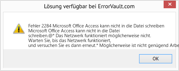 Download Error <?php echo $number; ?> (Microsoft Office Access kann nicht in die Datei schreiben) Repair Tool Fix Microsoft Office Access kann nicht in die Datei schreiben (Error Fehler 2284)