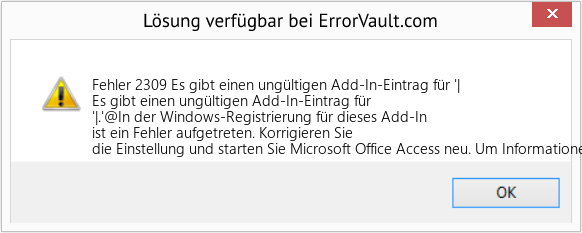 Download Error <?php echo $number; ?> (Es gibt einen ungültigen Add-In-Eintrag für '|) Repair Tool Fix Es gibt einen ungültigen Add-In-Eintrag für '| (Error Fehler 2309)