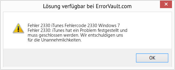 Download Error <?php echo $number; ?> (iTunes Fehlercode 2330 Windows 7) Repair Tool Fix iTunes Fehlercode 2330 Windows 7 (Error Fehler 2330)