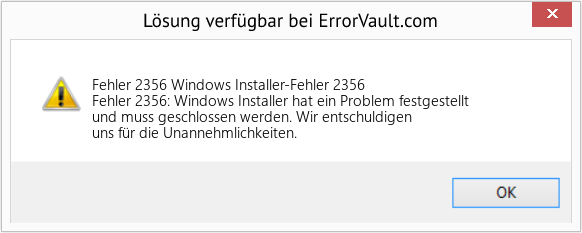 Download Error <?php echo $number; ?> (Windows Installer-Fehler 2356) Repair Tool Fix Windows Installer-Fehler 2356 (Error Fehler 2356)
