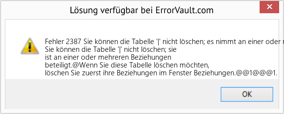 Fix Sie können die Tabelle '|' nicht löschen; es nimmt an einer oder mehreren Beziehungen teil (Error Fehler 2387)