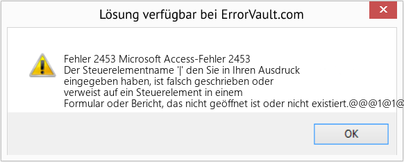 Download Error <?php echo $number; ?> (Microsoft Access-Fehler 2453) Repair Tool Fix Microsoft Access-Fehler 2453 (Error Fehler 2453)