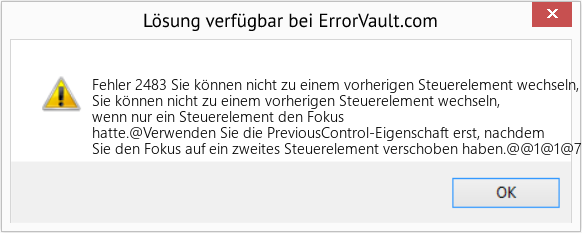 Fix Sie können nicht zu einem vorherigen Steuerelement wechseln, wenn nur ein Steuerelement den Fokus hatte (Error Fehler 2483)