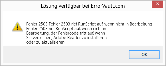 Fix Fehler 2503 rief RunScript auf, wenn nicht in Bearbeitung (Error Fehler 2503)