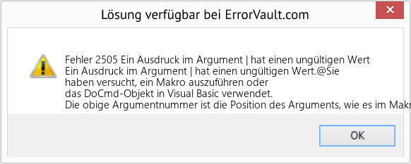 Fix Ein Ausdruck im Argument | hat einen ungültigen Wert (Error Fehler 2505)