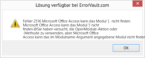 Fix Microsoft Office Access kann das Modul '| . nicht finden (Error Fehler 2516)