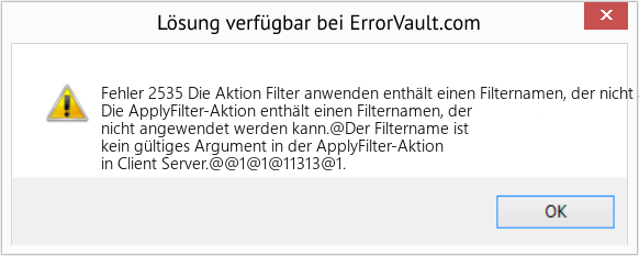 Fix Die Aktion Filter anwenden enthält einen Filternamen, der nicht angewendet werden kann (Error Fehler 2535)