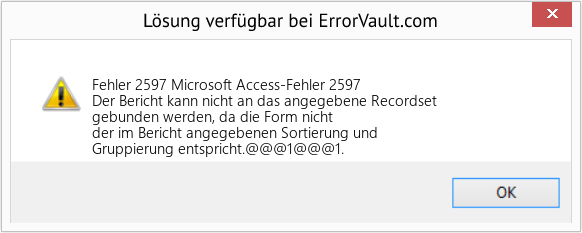 Fix Microsoft Access-Fehler 2597 (Error Fehler 2597)