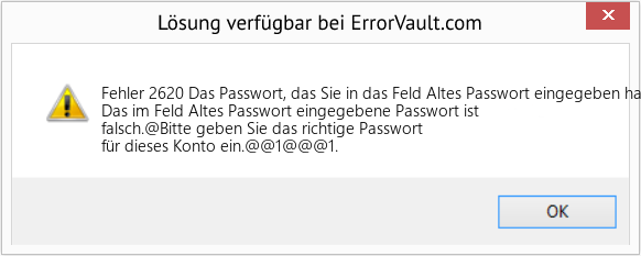 Fix Das Passwort, das Sie in das Feld Altes Passwort eingegeben haben, ist falsch (Error Fehler 2620)