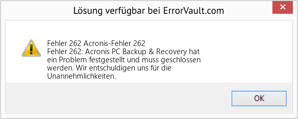 Fix Acronis-Fehler 262 (Error Fehler 262)