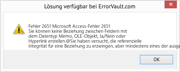 Fix Microsoft Access-Fehler 2651 (Error Fehler 2651)