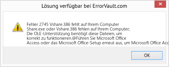 Fix Vshare.386 fehlt auf Ihrem Computer (Error Fehler 2745)