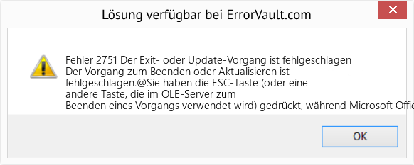 Fix Der Exit- oder Update-Vorgang ist fehlgeschlagen (Error Fehler 2751)