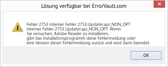 Fix Interner Fehler 2753.Updater.api_NON_OPT (Error Fehler 2753)