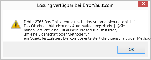 Fix Das Objekt enthält nicht das Automatisierungsobjekt '| (Error Fehler 2766)