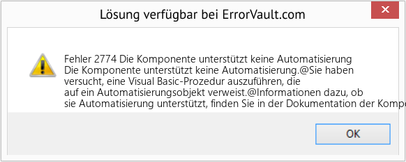 Fix Die Komponente unterstützt keine Automatisierung (Error Fehler 2774)