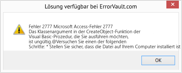 Fix Microsoft Access-Fehler 2777 (Error Fehler 2777)