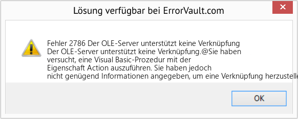 Fix Der OLE-Server unterstützt keine Verknüpfung (Error Fehler 2786)