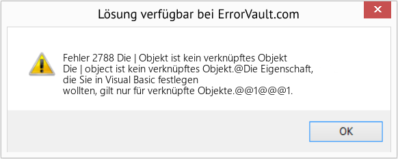 Download Error <?php echo $number; ?> (Die | Objekt ist kein verknüpftes Objekt) Repair Tool Fix Die | Objekt ist kein verknüpftes Objekt (Error Fehler 2788)