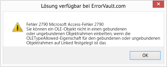 Fix Microsoft Access-Fehler 2790 (Error Fehler 2790)