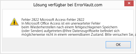 Fix Microsoft Access-Fehler 2822 (Error Fehler 2822)