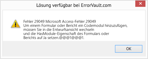 Fix Microsoft Access-Fehler 29049 (Error Fehler 29049)