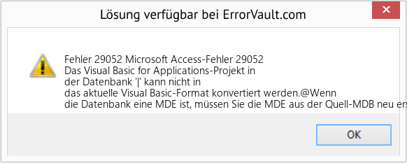 Fix Microsoft Access-Fehler 29052 (Error Fehler 29052)