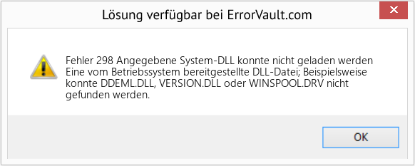 Fix Angegebene System-DLL konnte nicht geladen werden (Error Fehler 298)