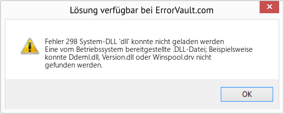 Fix System-DLL 'dll' konnte nicht geladen werden (Error Fehler 298)