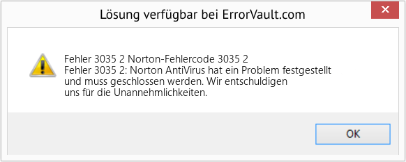 Fix Norton-Fehlercode 3035 2 (Error Fehler 3035 2)