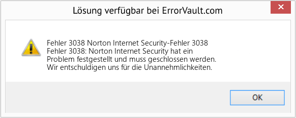 Fix Norton Internet Security-Fehler 3038 (Error Fehler 3038)