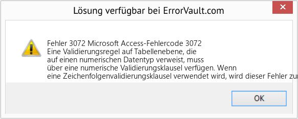 Fix Microsoft Access-Fehlercode 3072 (Error Fehler 3072)