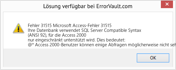 Fix Microsoft Access-Fehler 31515 (Error Fehler 31515)