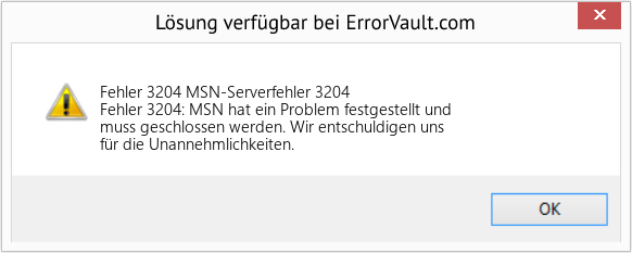 Fix MSN-Serverfehler 3204 (Error Fehler 3204)