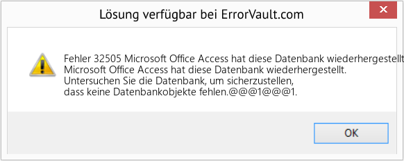 Download Error <?php echo $number; ?> (Microsoft Office Access hat diese Datenbank wiederhergestellt) Repair Tool Fix Microsoft Office Access hat diese Datenbank wiederhergestellt (Error Fehler 32505)