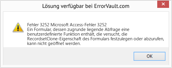 Fix Microsoft Access-Fehler 3252 (Error Fehler 3252)