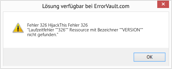 Fix HijackThis Fehler 326 (Error Fehler 326)
