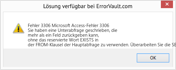 Fix Microsoft Access-Fehler 3306 (Error Fehler 3306)