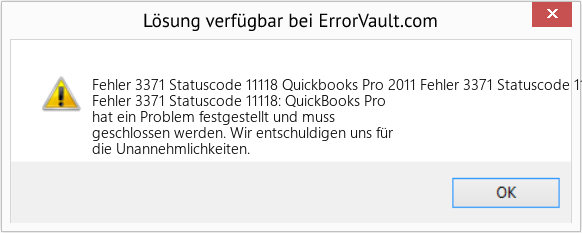Fix Quickbooks Pro 2011 Fehler 3371 Statuscode 11118 (Error Fehler 3371 Statuscode 11118)