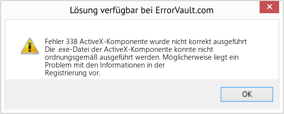 Download Error <?php echo $number; ?> (ActiveX-Komponente wurde nicht korrekt ausgeführt) Repair Tool Fix ActiveX-Komponente wurde nicht korrekt ausgeführt (Error Fehler 338)