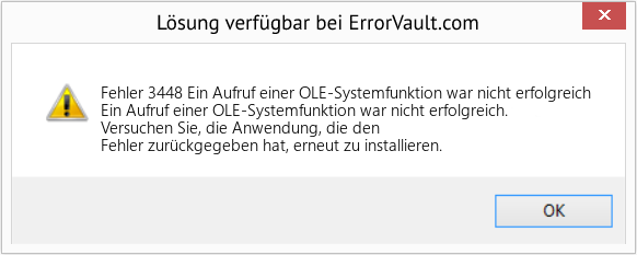 Fix Ein Aufruf einer OLE-Systemfunktion war nicht erfolgreich (Error Fehler 3448)